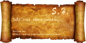 Sárai Henrietta névjegykártya