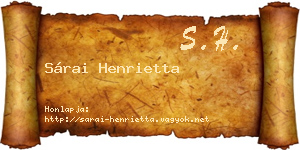 Sárai Henrietta névjegykártya